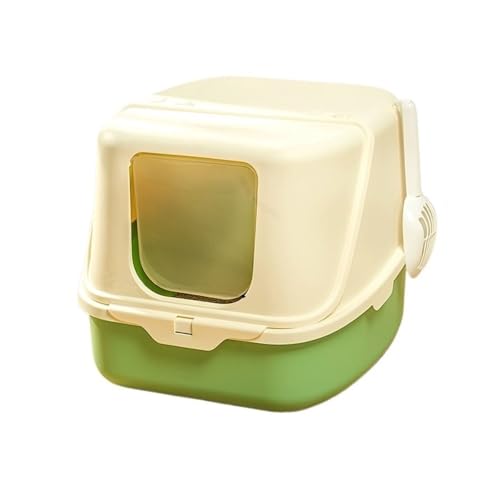 Katzentoilette, Geschlossene Katzentoilette mit Haube und Türklappe, leicht zu reinigende Kunststoffschale Katzentoilette(Green) von birene