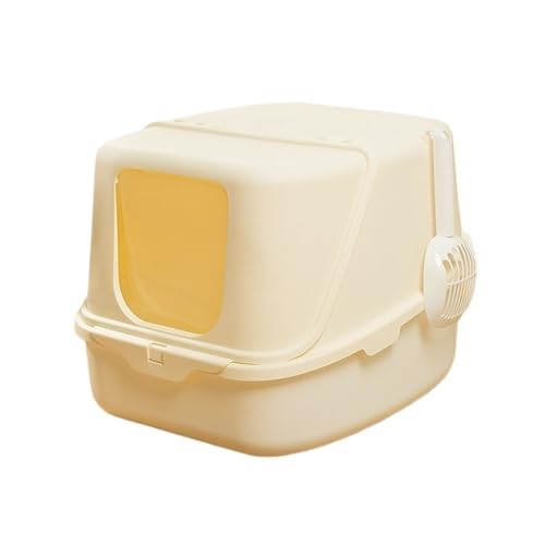 Katzentoilette, Geschlossene Katzentoilette mit Haube und Türklappe, leicht zu reinigende Kunststoffschale Katzentoilette(Yellow) von birene