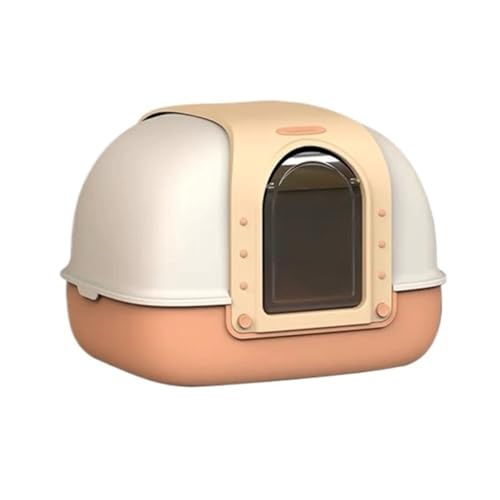 Katzentoilette, Große, abgedeckte Katzentoilette, spritzwassergeschützt und leicht zu reinigen, mit Schaufel und Matte Katzentoilette(Orange) von birene