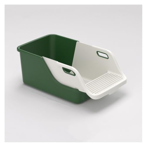 Katzentoilette, Große, offene Katzentoilette mit hohen Seitenwänden – Spritzschutz, leicht zu reinigen for alle Katzen Katzentoilette(Green) von birene