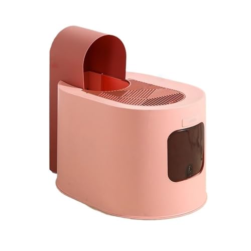 Katzentoilette, Große Katzentoilette mit Haube, Deckel, Spritzschutz und leicht zu reinigender Schale Katzentoilette(Pink) von birene