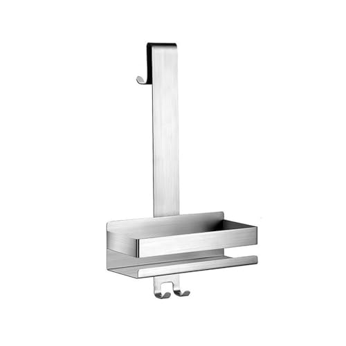 Regale, Duschablage for Aufhängen, beweglicher Dusch-Organizer aus Edelstahl for Aufhängen über der Badezimmertür, Duschkorbregal ohne Bohren mit Haken Badezimmerzubehör(Silver) von birene
