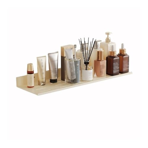 Regale, Schwebende Badezimmerregale, Aluminium-Duschregal ohne Bohren mit Lippe und Abflusslöchern, an der Wand montiertes Ausstellungsregal for Wohnzimmer, Badezimmer und Küche Badezimmerzubehör(Milk von birene