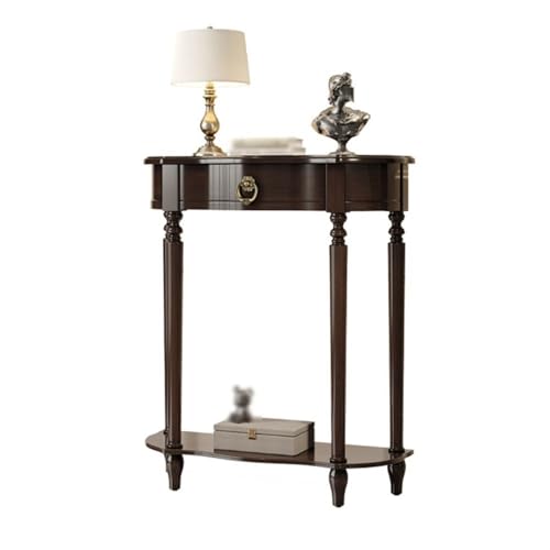 birene 47 Zoll schmaler Konsolentisch aus Holz, 2-Regal-Akzenttisch for den Eingangsbereich(Black) von birene