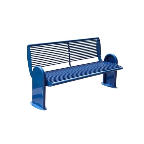 birene Gartenbank, Metallbank for den Außenbereich – Garten- und Terrassenstühle, robuste Rückenlehne, Elegantes Design Terrassenbank(Blue,120cm) von birene