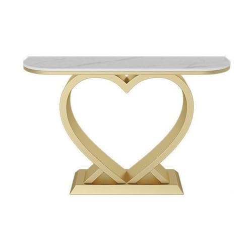 birene Konsolentisch mit Kunstmarmorplatte – Eingangstisch – moderner Akzenttisch for Wohnzimmer, Foyer und Flur(Gold,L) von birene
