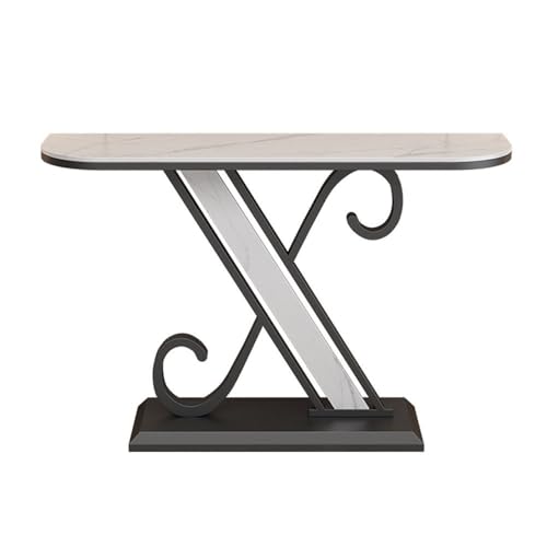 birene Moderner Konsolentisch mit Metallrahmen und Kunstmarmorplatte for den Eingangsbereich(Black,M) von birene