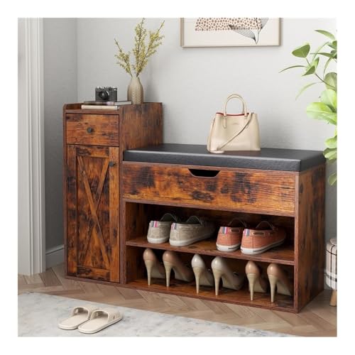 birene Schuhregalbank Aufbewahrungsbank for den Eingangsbereich – Schuhregalhocker mit Sitz for Zuhause, Flur(Brown) von birene