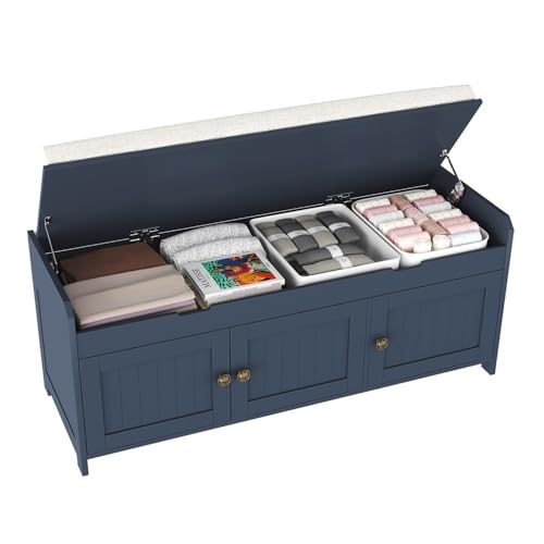 birene Schuhregalbank Multifunktionale Eingangsbank mit Stauraum – platzsparende Schuhbank(Blue) von birene