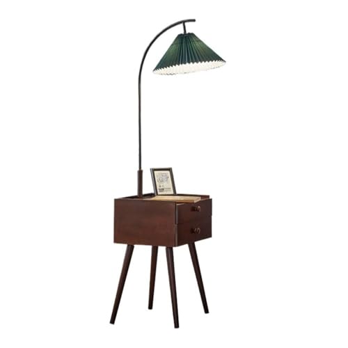 birene Stehlampe Intelligenter LED-Nachttisch mit Ladefunktion, USB-Anschluss und 2 Holzschubladen, moderner Nachttisch(Brown) von birene