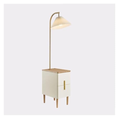 birene Stehlampe LED-Beistelltischlampen-Kombination, moderner Nachttisch und Beistelltisch mit Leselicht for Schlafzimmer, Wohnzimmer(Beige) von birene