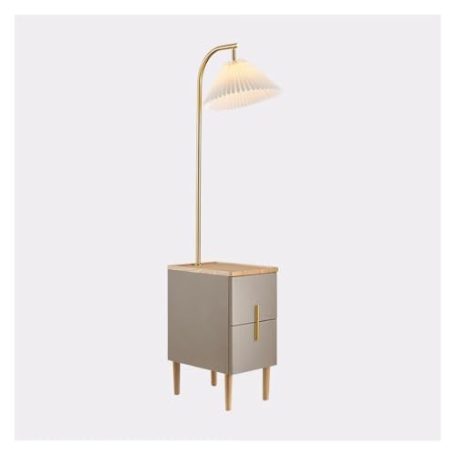 birene Stehlampe LED-Beistelltischlampen-Kombination, moderner Nachttisch und Beistelltisch mit Leselicht for Schlafzimmer, Wohnzimmer(Gray) von birene