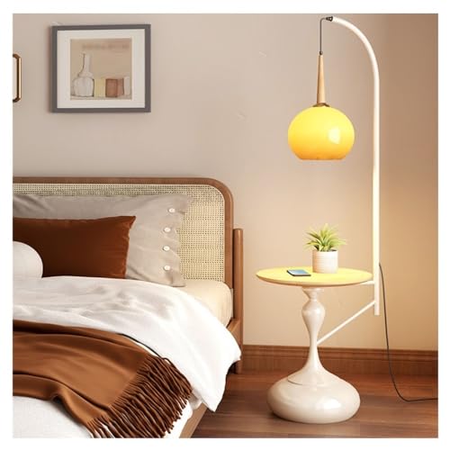 birene Stehlampe LED-Schreibtischlampe und Beistelltisch-Kombination mit USB-Anschluss for Schlafzimmer, Wohnzimmer(White) von birene
