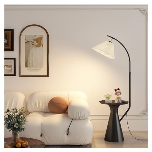 birene Stehlampe Mid-Century Modern Stehlampe mit Beistelltisch & LED-Glühbirne for Schlafzimmer, Wohnzimmer(Black) von birene