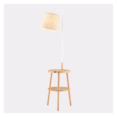 birene Stehlampe Moderne Arc-Stehlampe mit Holztabletttisch, Stehregallampe for Wohnzimmer(Natural) von birene