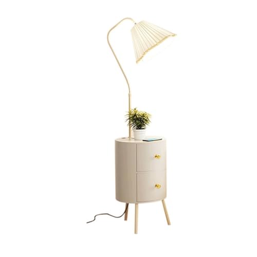 birene Stehlampe Stehlampe mit USB-Ladeanschlüssen, Stehende Leselampe mit Tisch, Stoffschirm for Wohnzimmer und Schlafzimmer von birene