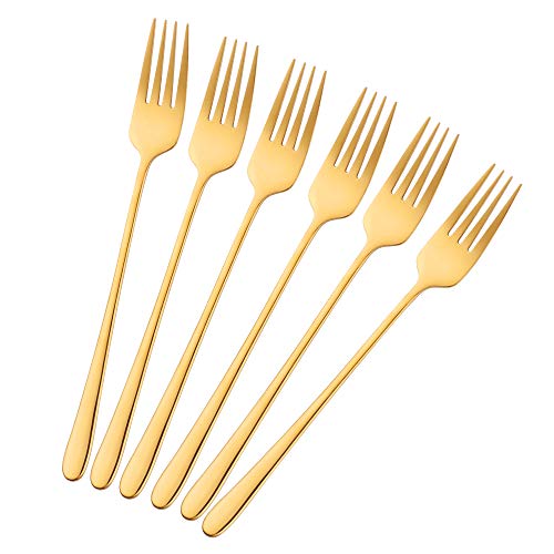 Bisda Tafelgabeln Menuegabeln 6 Stück, 21,3cm, 18/10 Edelstahl Gold Gabel Set von bisda