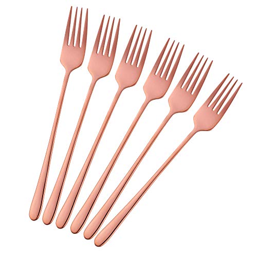 Bisda Tafelgabeln Menuegabeln 6 Stück, 21,3cm, 18/10 Edelstahl Rose Gold Gabel Set von bisda