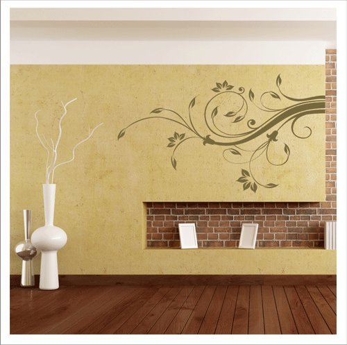 Wandtattoo Wandaufkleber WTP1006 Wohnzimmer Schlafzimmer Blumen Floral Ranke (Gold, S / 60 cm x 35 cm) von biseler