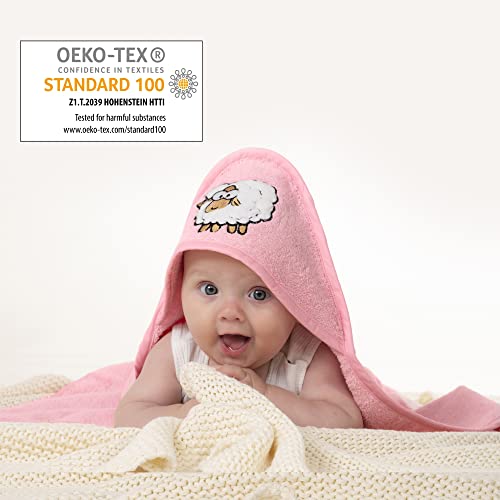 bisoo Kapuzenhandtuch Baby - Baby Handtuch mit Kapuze 80x80 cm - Baby Badetuch für Neugeborene - 100% Türkische Baumwolle Oeko-Tex Zertifikat (Rose) von bisoo