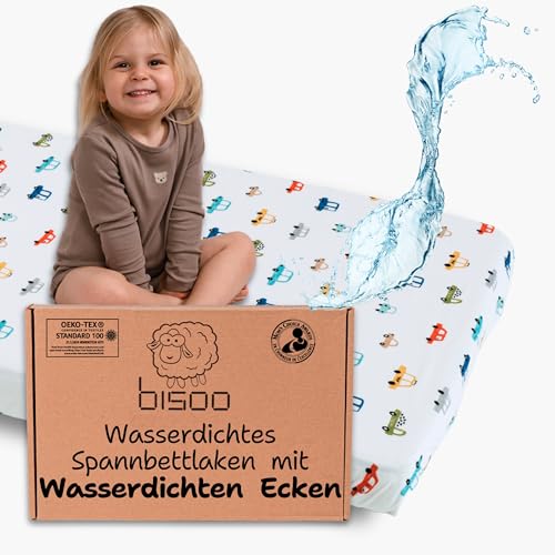 Bisoo Magic Sheet 120x60 - Komplett wasserdichtes Spannbetttuch mit Rundumgummizug 2in1: Jersey-Baumwolle Spannbettlaken & Matratzenauflage für Kleinkinder spannbettlaken 60x120 Baby - Öko-Tex Autos Bisoo Magic Sheet 120x60 - Komplett wasserdichtes Spannbetttuch mit Rundumgummizug 2in1: Jersey-Baumwolle Spannbettlaken & Matratzenauflage für Kleinkinder spannbettlaken 60x120 Baby - Öko-Tex Autos von bisoo