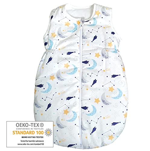bisoo Baby Winterschlafsack 2.5 TOG - Für Neugeborene 0-6 Monate - 100% Oeko-TEX Baumwolle - Sternennacht Design - Unisex für Jungen und Mädchen (70 cm) von bisoo