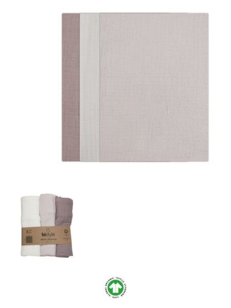 bistyle Musselin Baby-Decke -3er Pack - extra dicker 4-lagiger - 60x60cm - zertifiziert – Bio Baumwolle von bistyle