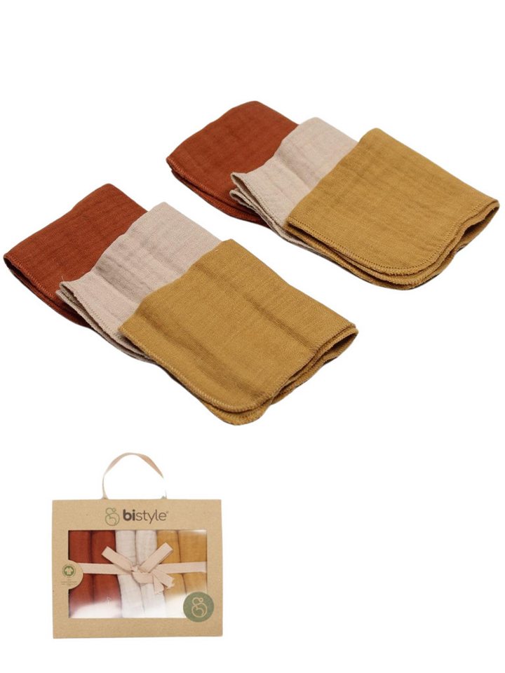 bistyle Spucktuch Musselin Mulltuch für Babys 20x20cm, (Set, 6-tlg., 6er-Pack), waschbare Musselin-Spucktücher saugstark, 4-lagig, 100% Bio-Baumwolle von bistyle