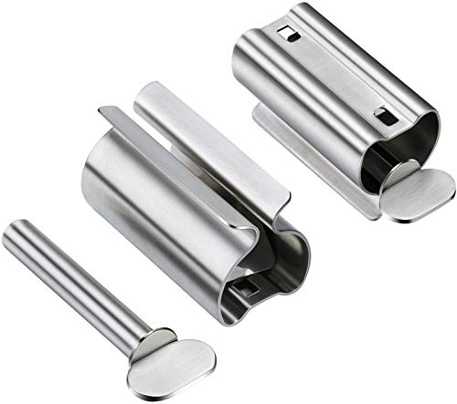 Tubenquetscher Tubenpresse Zahnpasta Squeezer, Edelstahl Drehen Zahnpastaspender Rollen Tube Zahnpasta Sitzhalter Ständer für Zahnpasta Kosmetik Haarfarbe Schuhcreme von biteatey