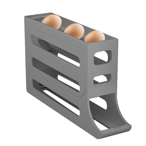 biteatey Eier-Aufbewahrungsbox, Kühlschrank-Eier-Aufbewahrungsbox | Platzsparender, herunterrollbarer Eierspender mit 4 Etagen,Eieraufbewahrung, Lebensmittelaufbewahrungsbehälter für Küchenschrank von biteatey