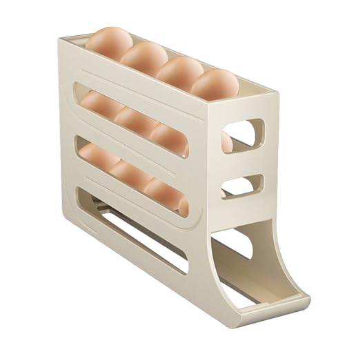biteatey Eierhalter für Kühlschrank, Eieraufbewahrungsbox - 4-stufige, automatisch rollende Eierablage | Eieraufbewahrung, Lebensmittelaufbewahrungsbehälter für Küchenschrank, Halter für 30 Eier von biteatey