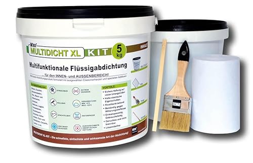 Multidicht-XL Kit 460082 - Flüssigabdichtung, Abdichtung für Bad, Dusche, Schwimmbad, Kellerräumen, Terrasse, Balkon, Fensterbank, u.v.m. von bitex