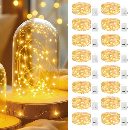 bitjam 16 Stück Mini LED Lichterkette mit Batterie, 2M 3 Modes Kleine Lichterkette Wasserdicht für Party Hochzeit Weihnachten Beleuchtung Deko (WarmWeiß) von bitjam