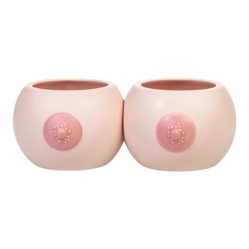 Brüste Blumentopf kleine Titten Pflanzkübel aus Keramik im 2er-Set Einzigartige Tischdeko in Brustform - Stilvolle Boob Becher Schale für Pflanzen Deko - Witzige Boobs Cups Geschenkidee von bitten