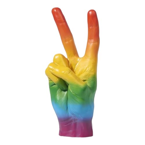 Peace Dekofigur Regenbogen Hand Peacezeichen Deko Figur in Regenbogenfarben von Bitten