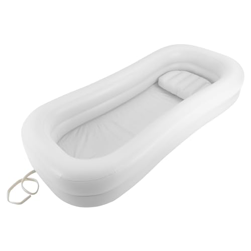 220x100x38 Cm Tragbare Aufblasbare Badewanne FüR Erwachsene Pvc Duschbadewanne Mit 130w Elektrische Luftpumpe Aufblasbare Kissen Weiß Robust Und Langlebig Freistehende Anti-Reflux-DüSenstopfen von biusgiyeny