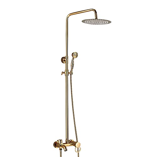 Duschsystem Duschsäule mit Regendusche Regendusche Duschset Duschsäule messing Gold Antik Messing Duscharmatur Set mit Handbrause Kopf von biusgiyeny