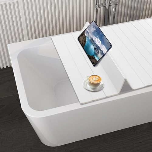 Faltbare Badewannenabdeckung Badewanne Brett Isolierungsbrücken für Badewanne Badablage wasserdichte Staubdichtes Badewannenablage 170 * 70 * 0.65cm Weiß von biusgiyeny