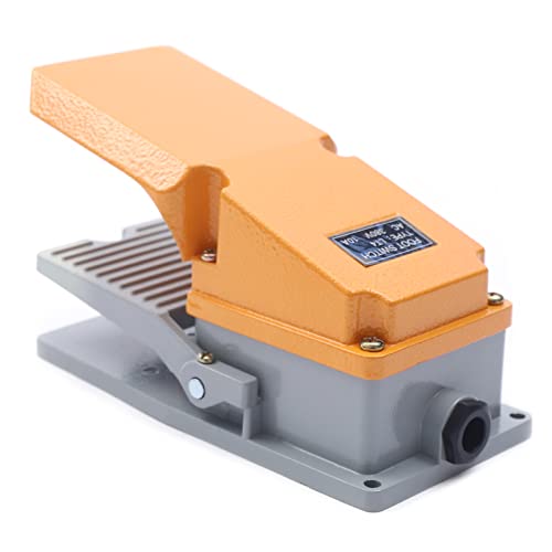 TFS-LT4 Industrie Fußschalter Metall Fußpedal Schalter Pedal Taster Tretschalter Fusschalter Fußpedal Momentan Fusspedalschalter Orange+Grau von biusgiyeny