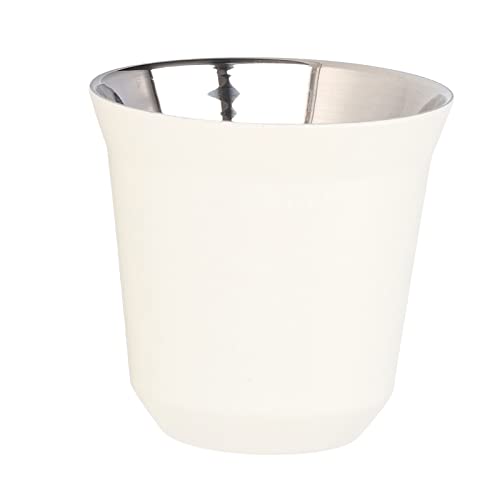 bizofft Elegante weiße Isoliertasse für Zuhause und Büro Doppelschichtige Kaffeetasse aus Edelstahl 304 160ml von bizofft