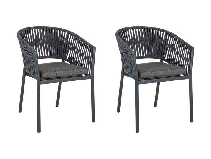 Bizzotto Gartenstühle 2er Set FLORENCIA, stapelbar, Dunkelgrau - Aluminiumgestell - mit Sitzkissen - stapelbar - 2er Set von bizzotto