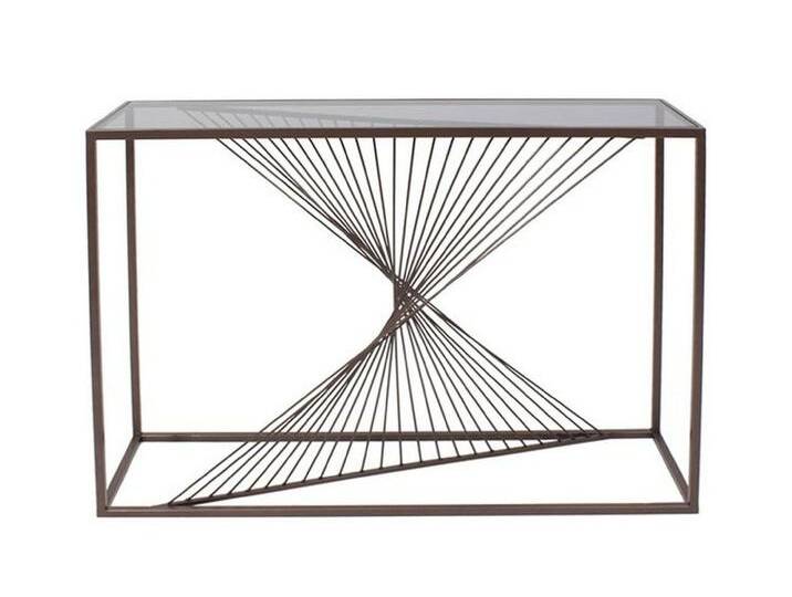 Bizzotto Konsole Espiral aus Metall, 107 cm, Mit gehärtetem Sicherheitsglas, braun von bizzotto