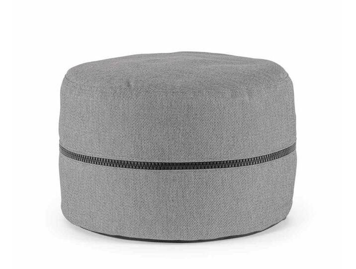 Bizzotto Pouf Gulizar aus Olefin-Stoff, Grau, Mit Reißverschluss (abnehmbarer Bezug), grau, Grau, Grau von bizzotto