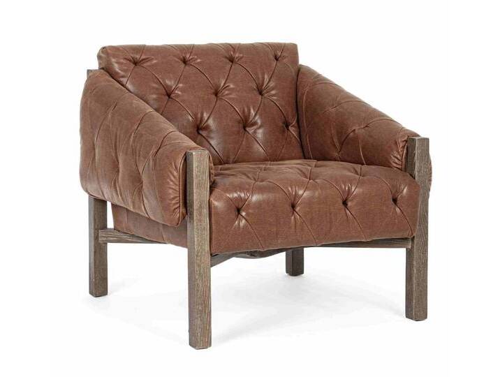Bizzotto Sessel Harrison aus Kunstleder, Cognac, Chesterfield-Verarbeitung, braun, Cognac, Cognac von bizzotto