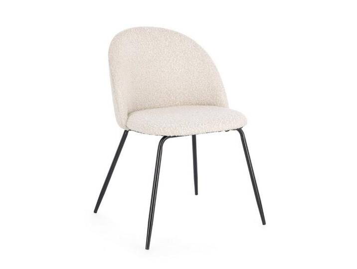 Bizzotto Stuhl Tanya 4er-Set aus Boucle, Elfenbein / Schwarz, beige, Elfenbein von bizzotto