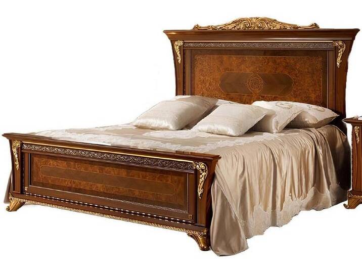 Xlmoebel Massivholzbett Neues Massivholz-Doppelbett für das Schlafzimmer von Bizzotto (Bett), Hergestellt in Italy, braun von bizzotto