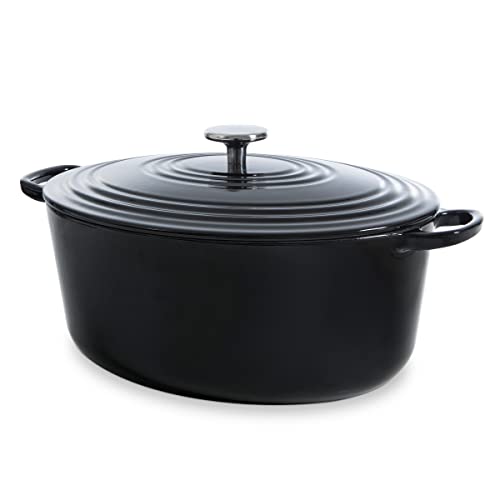 BK Cookware Bourgogne Schmortopf Emailliertes Gusseisen, Deckel mit Tropfringen, Induktions-/Backofengeeignet, Spülmaschinenfest - 32cm/7,5 L, Jet Schwarz von BK