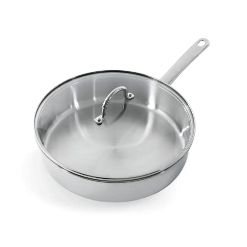 BK Bright Edelstahl Induktion 28 cm Kasserolle mit Deckel,Polierte Außenseite, Stay Cool Griff, Professionelles Kochen, 18/10 Edelstahl, Induktion, Backofenfest bis 230°C, Spülmaschinenfest, Silber von BK