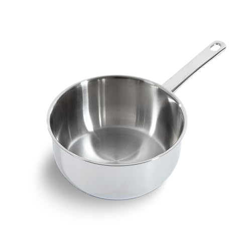 BK Bright Edelstahl Induktionskochpfanne 20 cm, Polierte Außenseite, Stay Cool Griff, Professionelles Kochen, 18/10 Edelstahl, Induktion, Backofenfest bis 230°C, Spülmaschinenfest, Silber von BK