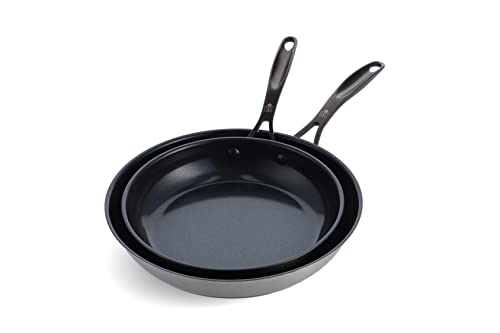 BK Ceramic Black Bratpfannen-Set 24cm & 28cm, Edelstahl, gesunde keramische Antihaftbeschichtung, PFAS-frei, spülmaschinengeeignet, backofenfest, induktionsgeeignet, Schwarz von BK